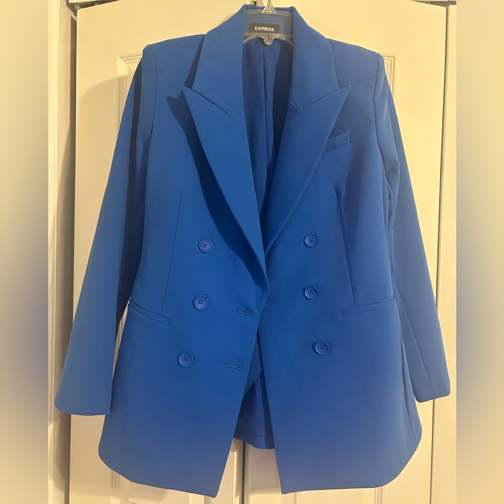 Express Royal Blue Double-Breasted Blazer